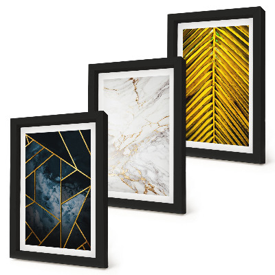 Triptych v ráme Moderné geometrické vzory a prírodné rastlinné motívy