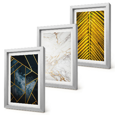 Triptych v ráme Moderné geometrické vzory a prírodné rastlinné motívy