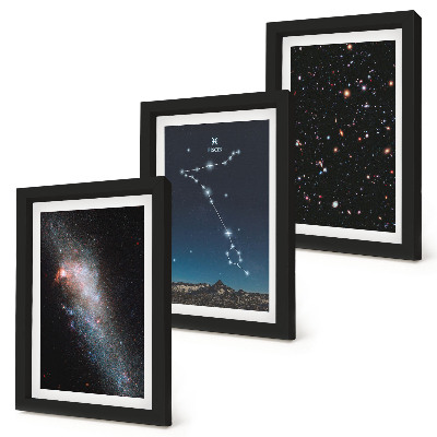 Sada obrazov do obývačky Vesmírne krajiny so súhvezdím Ryby a galaxiami