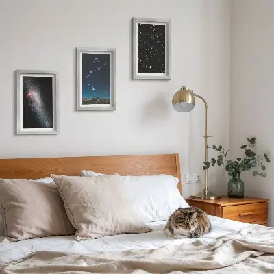 Triptych v ráme Znamenie zverokruhu Vodnár motív vesmíru a galaxie