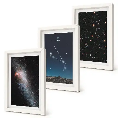 Kozmické krajiny galaxií a súhvezdia zverokruhu Baran triptych v ráme