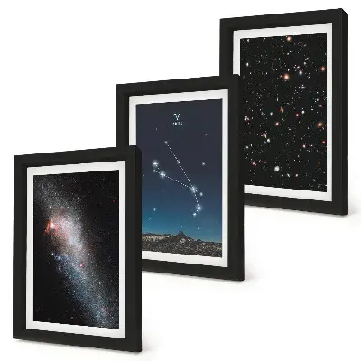 Kozmické krajiny galaxií a súhvezdia zverokruhu Baran triptych v ráme