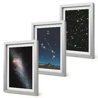 Kozmické krajiny galaxií a súhvezdia zverokruhu Baran triptych v ráme