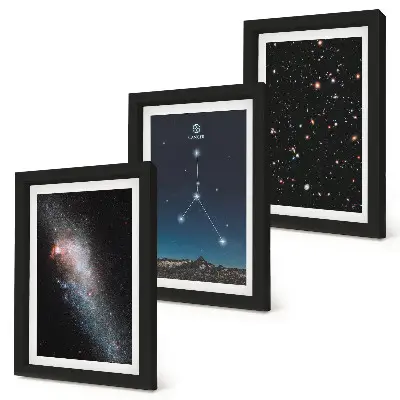 Sada obrazov do obývačky s motívom vesmíru, galaxie, súhvezdia Raka a hviezd