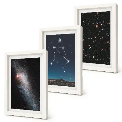 Vesmírna galaxia: súhvezdie Váhy na nočnej oblohe triptych v ráme