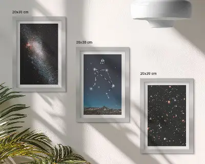 Vesmírna galaxia: súhvezdie Váhy na nočnej oblohe triptych v ráme