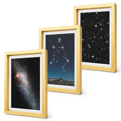 Vesmírna galaxia: súhvezdie Váhy na nočnej oblohe triptych v ráme