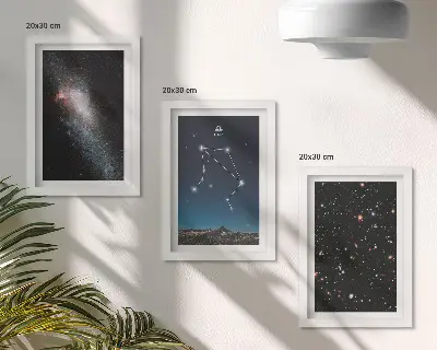 Vesmírna galaxia: súhvezdie Váhy na nočnej oblohe triptych v ráme