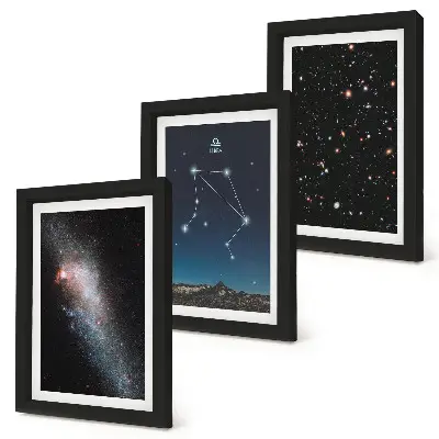Vesmírna galaxia: súhvezdie Váhy na nočnej oblohe triptych v ráme