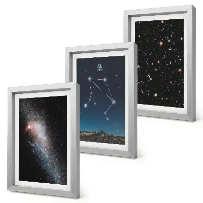 Vesmírna galaxia: súhvezdie Váhy na nočnej oblohe triptych v ráme