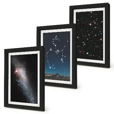 Triptych v ráme Galaxie, súhvezdia a vesmírne znamenie zverokruhu Strelec triptych v ráme