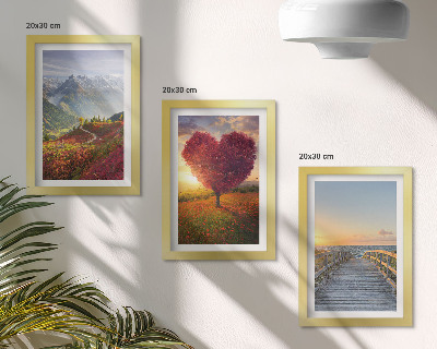 Triptych v ráme Horská krajina, stromové mólo v tvare srdca
