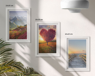 Triptych v ráme Horská krajina, stromové mólo v tvare srdca