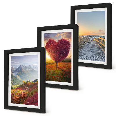 Triptych v ráme Horská krajina, stromové mólo v tvare srdca