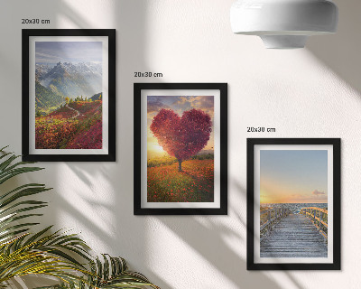 Triptych v ráme Horská krajina, stromové mólo v tvare srdca