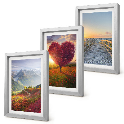 Triptych v ráme Horská krajina, stromové mólo v tvare srdca