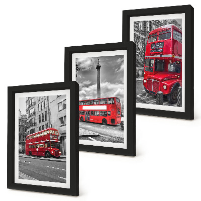Triptych v ráme Červené autobusy v londýnskej mestskej krajine