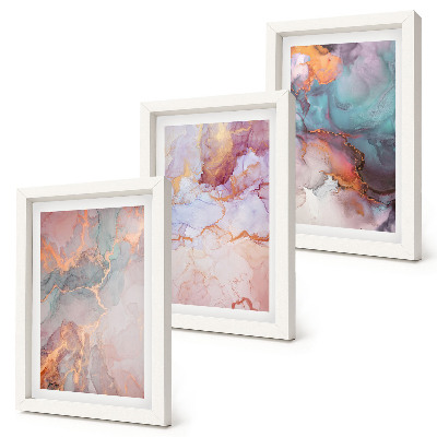 Triptych v ráme Abstraktné vzory v pastelových farbách s akcentmi