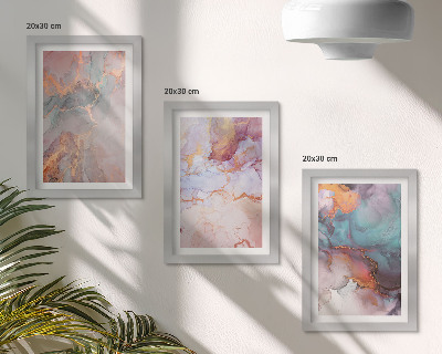 Triptych v ráme Abstraktné vzory v pastelových farbách s akcentmi