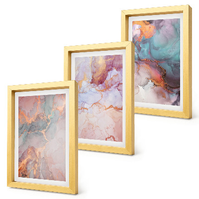 Triptych v ráme Abstraktné vzory v pastelových farbách s akcentmi
