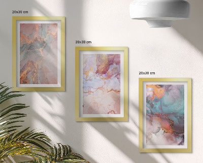 Triptych v ráme Abstraktné vzory v pastelových farbách s akcentmi