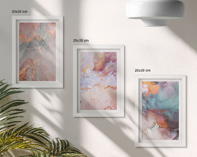 Triptych v ráme Abstraktné vzory v pastelových farbách s akcentmi