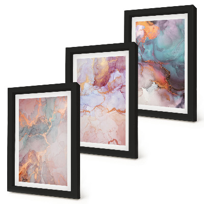 Triptych v ráme Abstraktné vzory v pastelových farbách s akcentmi