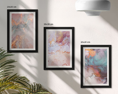 Triptych v ráme Abstraktné vzory v pastelových farbách s akcentmi