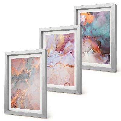 Triptych v ráme Abstraktné vzory v pastelových farbách s akcentmi