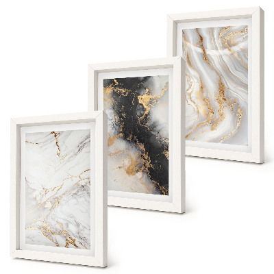 Triptych v ráme Abstraktné vzory v odtieňoch bielej a čiernej