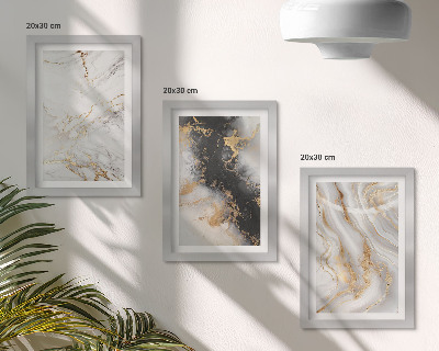 Triptych v ráme Abstraktné vzory v odtieňoch bielej a čiernej