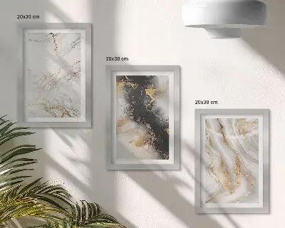 Abstraktné vzory v odtieňoch bielej a čiernej triptych v ráme