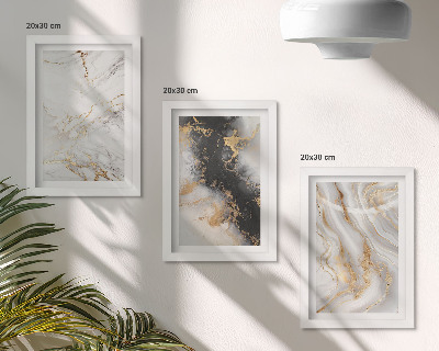 Triptych v ráme Abstraktné vzory v odtieňoch bielej a čiernej