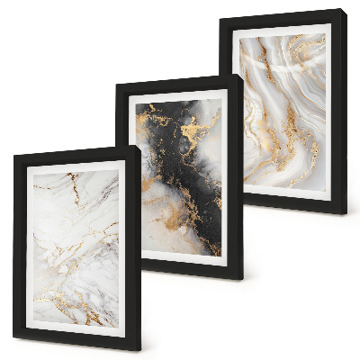 Triptych v ráme Abstraktné vzory v odtieňoch bielej a čiernej