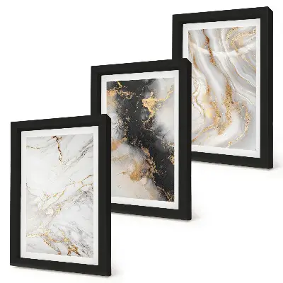 Abstraktné vzory v odtieňoch bielej a čiernej triptych v ráme