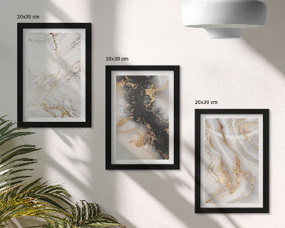 Triptych v ráme Abstraktné vzory v odtieňoch bielej a čiernej