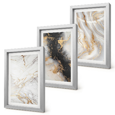 Triptych v ráme Abstraktné vzory v odtieňoch bielej a čiernej