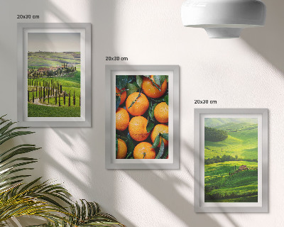 Triptych v ráme Talianska vidiecka krajina s pomarančmi a prírodou
