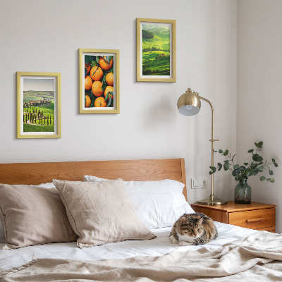 Triptych v ráme Talianska vidiecka krajina s pomarančmi a prírodou