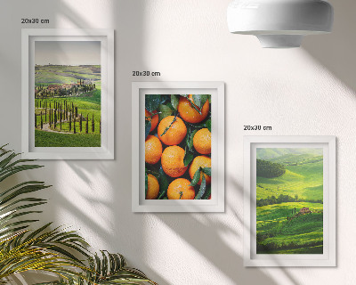 Triptych v ráme Talianska vidiecka krajina s pomarančmi a prírodou