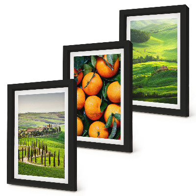 Triptych v ráme Talianska vidiecka krajina s pomarančmi a prírodou