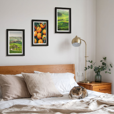 Triptych v ráme Talianska vidiecka krajina s pomarančmi a prírodou