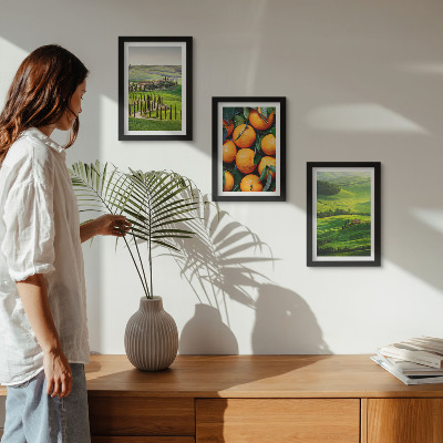 Triptych v ráme Talianska vidiecka krajina s pomarančmi a prírodou