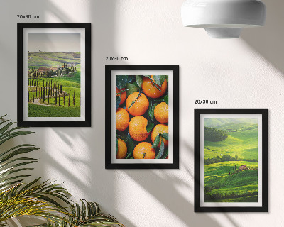 Triptych v ráme Talianska vidiecka krajina s pomarančmi a prírodou