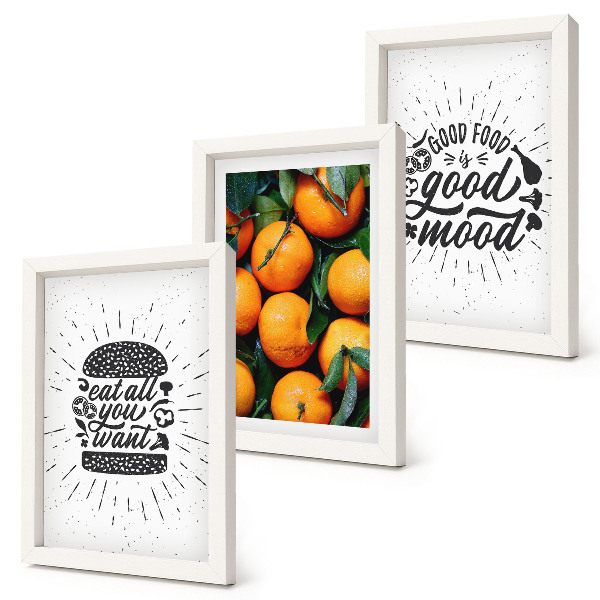 Triptych v ráme Kuchynské motívy a šťavnaté pomaranče