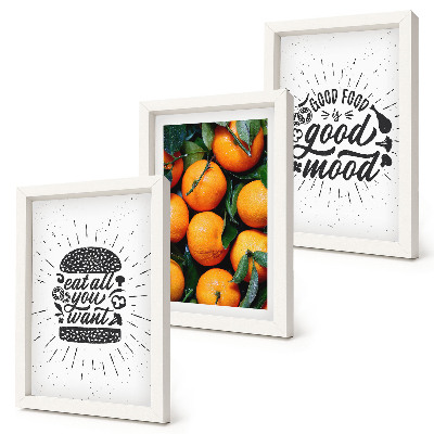 Triptych v ráme Kuchynské motívy a šťavnaté pomaranče