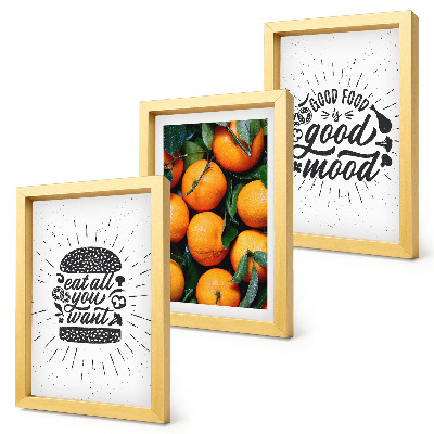 Triptych v ráme Kuchynské motívy a šťavnaté pomaranče
