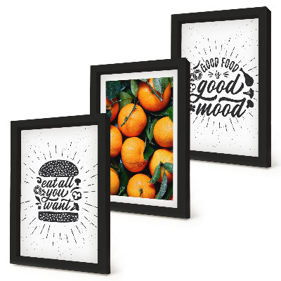 Triptych v ráme Kuchynské motívy a šťavnaté pomaranče
