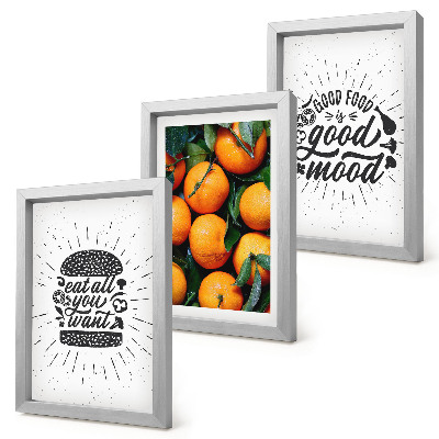 Triptych v ráme Kuchynské motívy a šťavnaté pomaranče