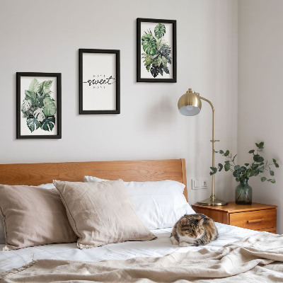 Sada obrazov do obývačky Zelené rastliny s nápisom Sweet Home